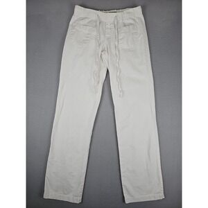 Angel Kiss Linen Blend Casual Pants Small White Drawstring Waist Costal Low Rise